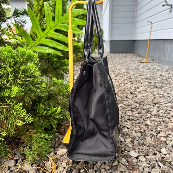 Tory Burch Black Patent Leather Trim Nylon Tote 14” L x 11” H x 5” D, 8.5” - Picture 4 of 14
